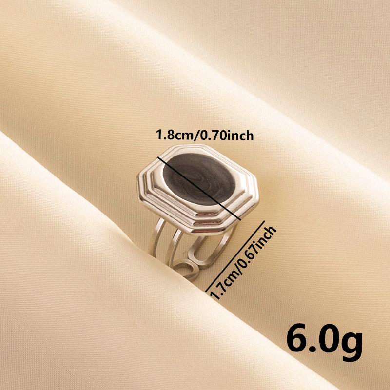 Punk Silver Color Black Enamel Sun Moon Star Eye Rings For Women Men Accessories Stainless Steel Ring Open Finger Jewelry Bagues