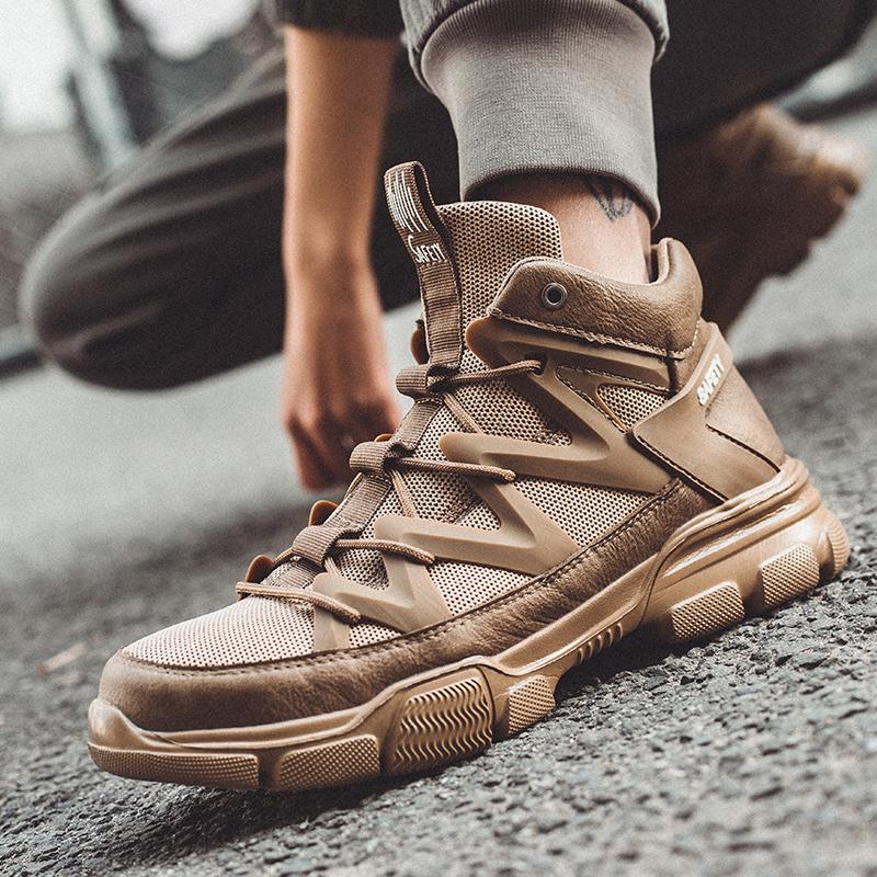 Work Safety Shoes Men's Safety Boots Anti-smash Work Shoes With  Plastic Steel Head Shoes Men Work Boots Anti-stab Safety Sneake