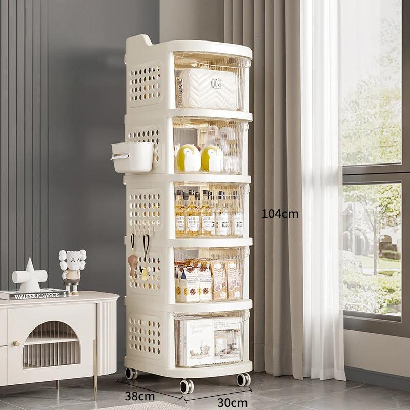 Snack Cabinet Cart Trolley Rack Handcart With Pulleys Storage Drawer-Type Toy Drawer-Type Trolley Multi-layer Movable Bookshelf
