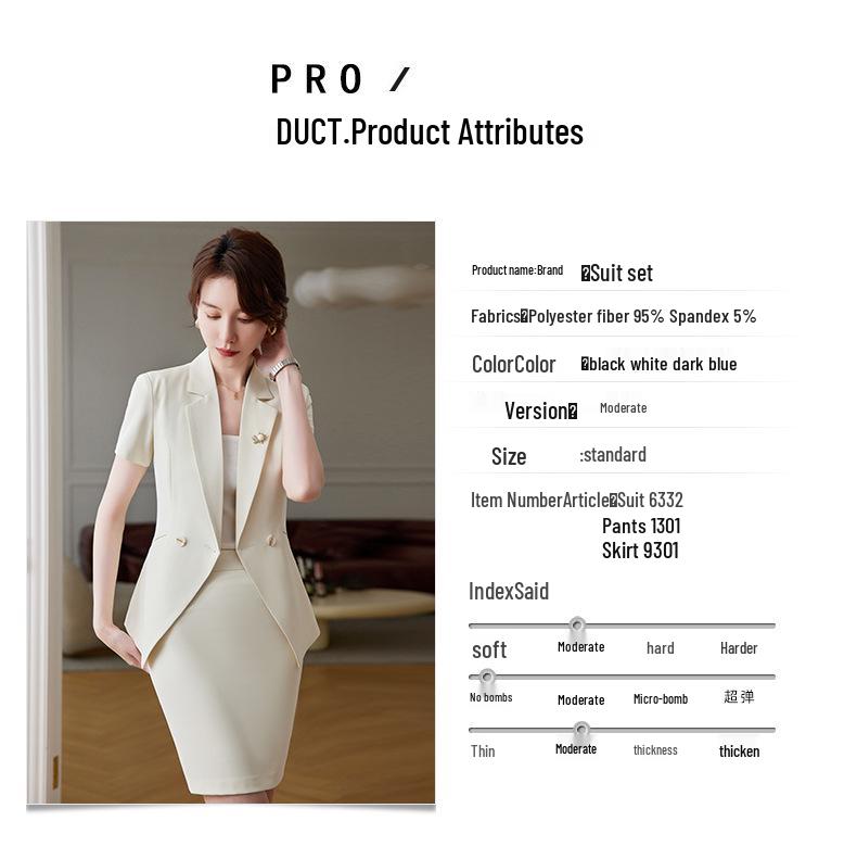 Women's Short-Sleeve Summer Professional Suit Set for Hotel Front Desk, Beauty Salon, and Gold Shop Manager Uniform