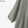 ZANZEA Women Casual Round Neck Solid Color 3/4 Sleeve Loose Blouse