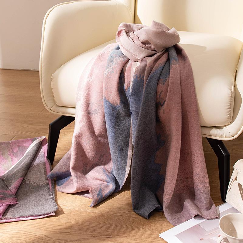 New Scarf for Women in Winter Versatile and High end Imitation Cashmere Shawl Scarf for Women  Trendy Warm Scarf