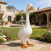 Large White Porch Goose Statue Ceramic Goose Figurine 17" Tall Animal Sculpture