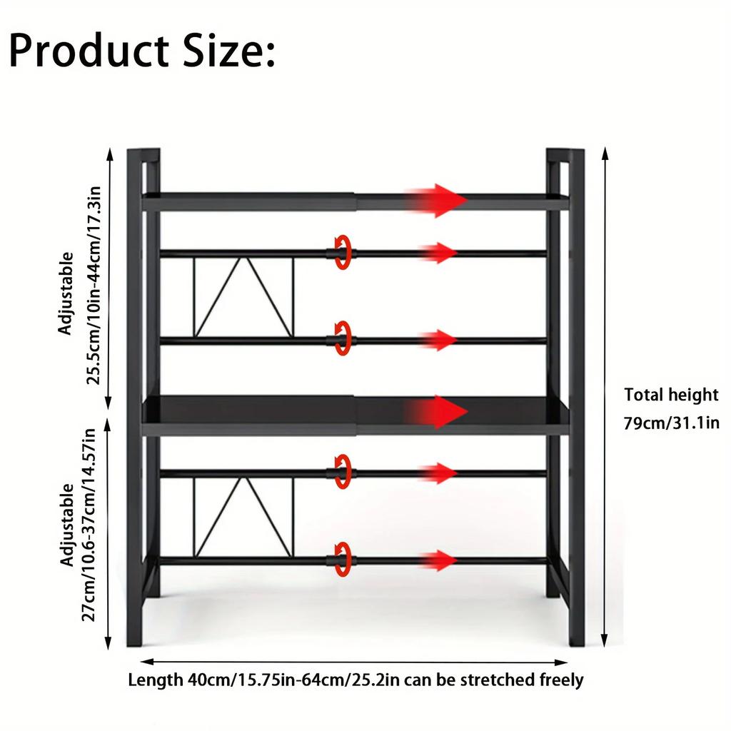 Thickened countertop kitchen microwave rack retractable desktop multi-layer rice cooker oven rack household storage rack