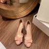French Fairy Style Round Head Stiletto High Heels Bow Temperament Shallow Mouth Single Shoes Spring and Autumn