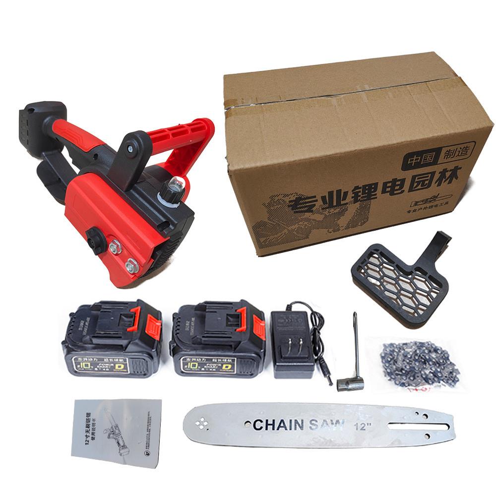 

12-дюймовая портативная ручная электрическая цепная пила, бесщеточная садовая пила для валки леса, мощный деревообрабатывающий электроинструмент