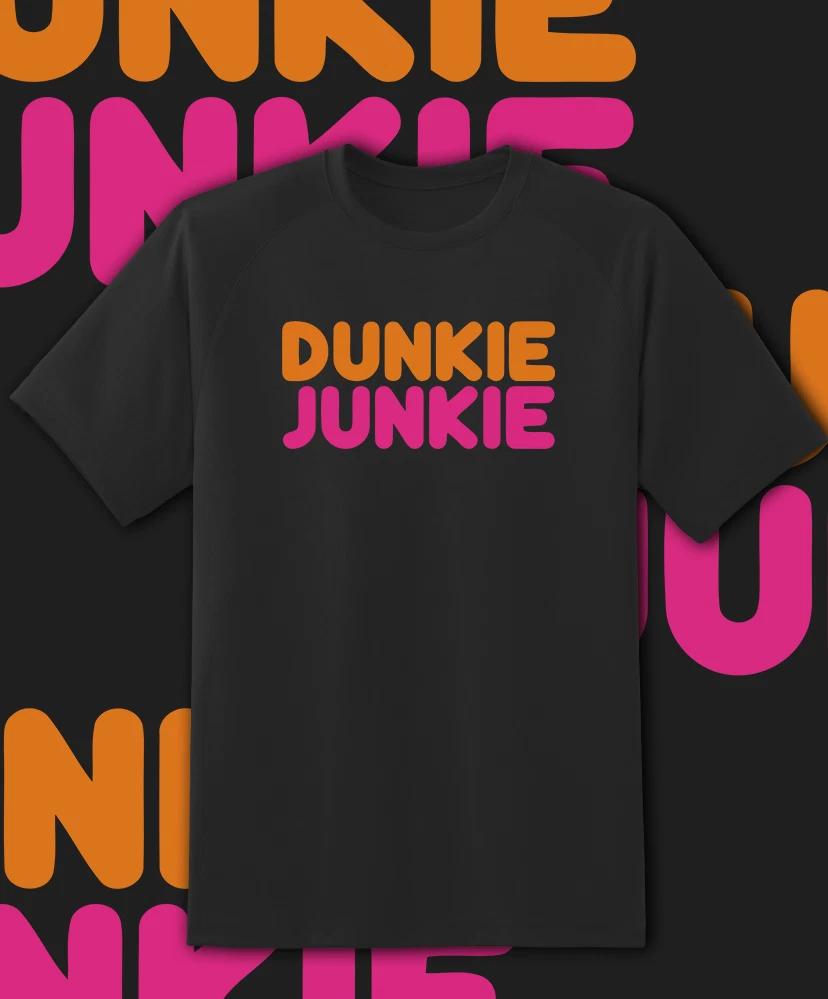 Dunkin Donuts Dunkie Junkie Coffee logo T-Shirt Adult and youth size Fast Ship S