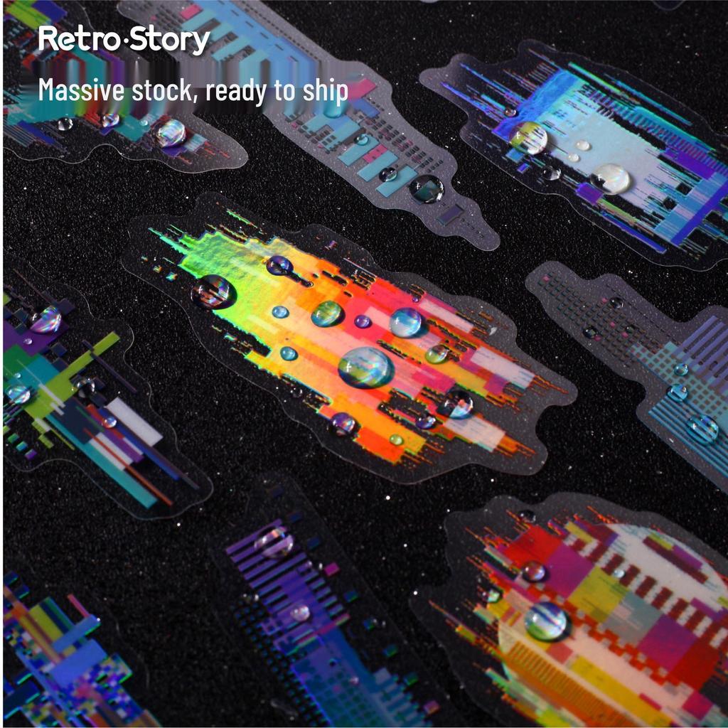RetroStory Cyberpunk Laser Journal Stickers - Noise Space Series (20 Sheets)