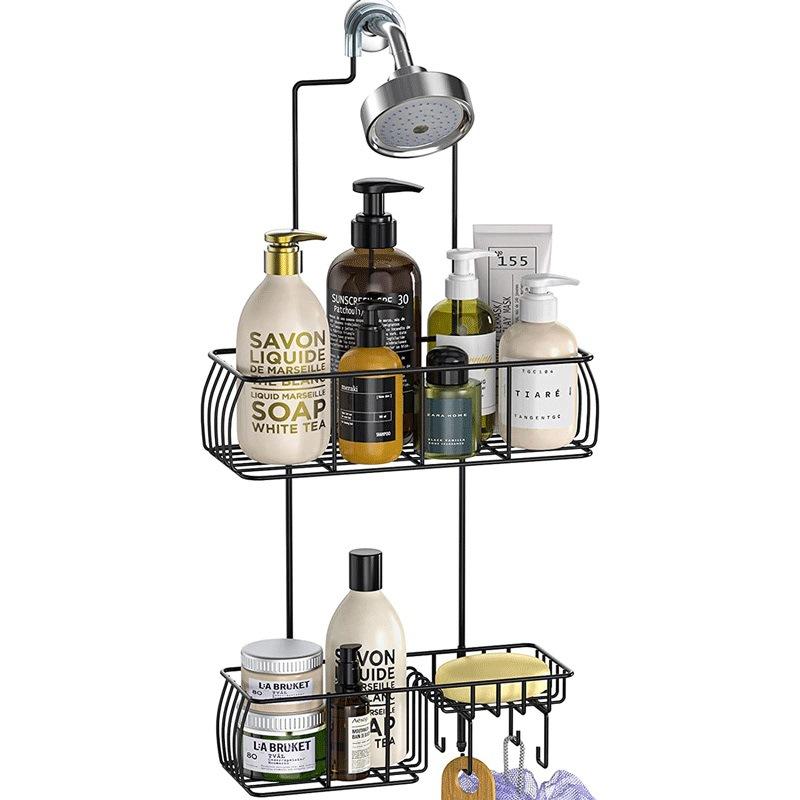 Shower Rack Hanging Bathroom Shelf Without Drilling Shower Shelf Shelves with Hook Storage Basket Bathroom Accessories
