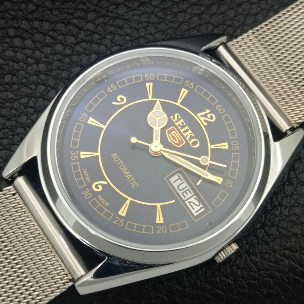 JAPAN VINTAGE REFURBISHED SEIKO 5 AUTOMATIC 6309A MENS BLUE DIAL WATCH A443355-1