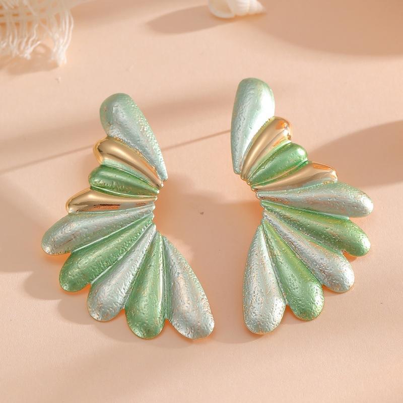 European and American Angel Wings Wings Earrings Folded Metal Women's Stud Earrings Light Luxury Premium Bow Earrings