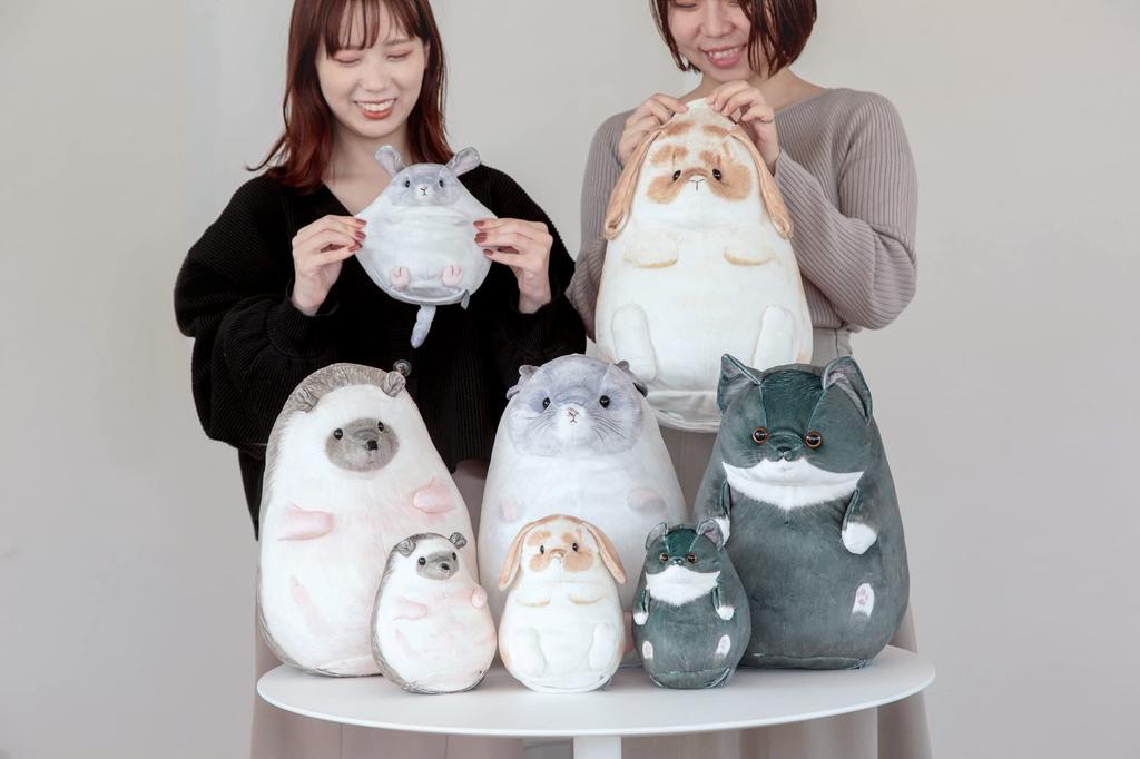 BISQUE Pinched Animals Plush Stuffed Heating Soothing Cute Warmer, Medium, Animals, Hedgehog, Rabbit, Cat, Chinchilla, Cushion, Pad, Gift,