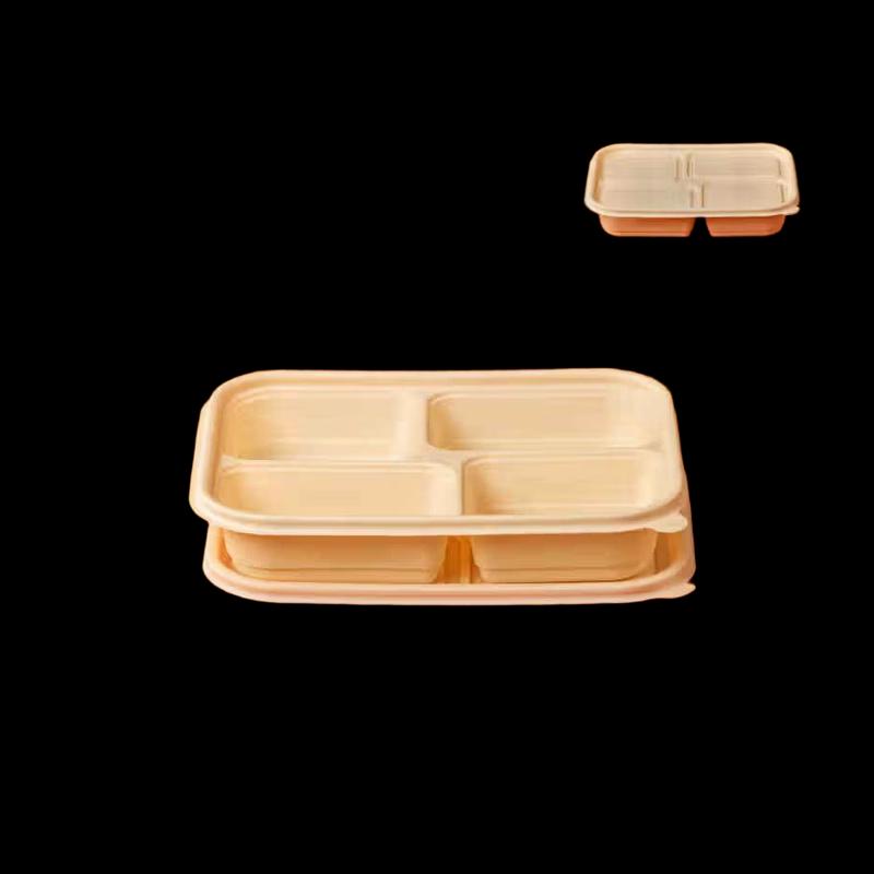 Eco-Friendly Biodegradable Corn Starch 4-Compartment Meal Prep Containers
