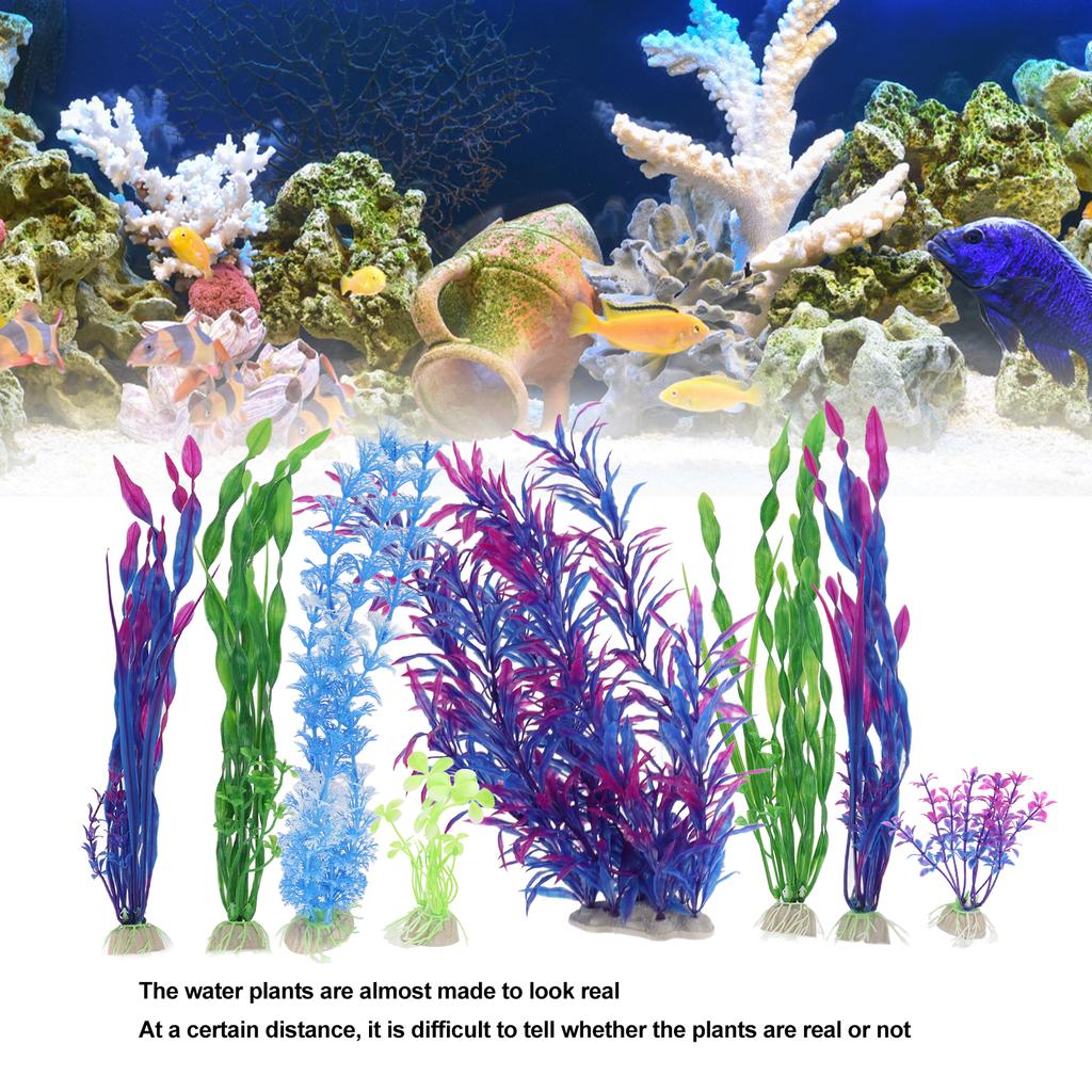8pcs Artificial Seaweed Water Plants Plastic Fish Plant Decorations for Aquarium Decoration