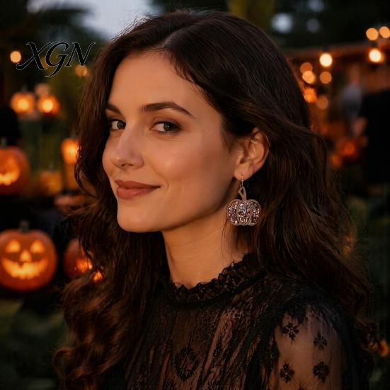 Gift for Her 1 Pair Fall Thanksgiving Pumpkin Earrings Women, Wooden Hypoallergenic Sensitive Ears Shaped Dangle Drop Earrings, Autumn Halloween