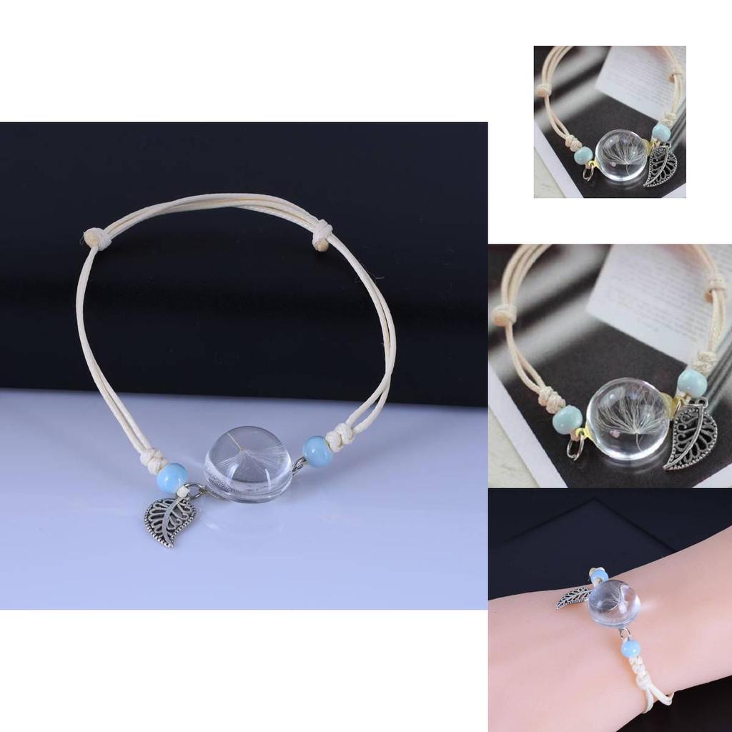 Dandelion Hand Chain With Glass Beads For Friendship And Giftgiving