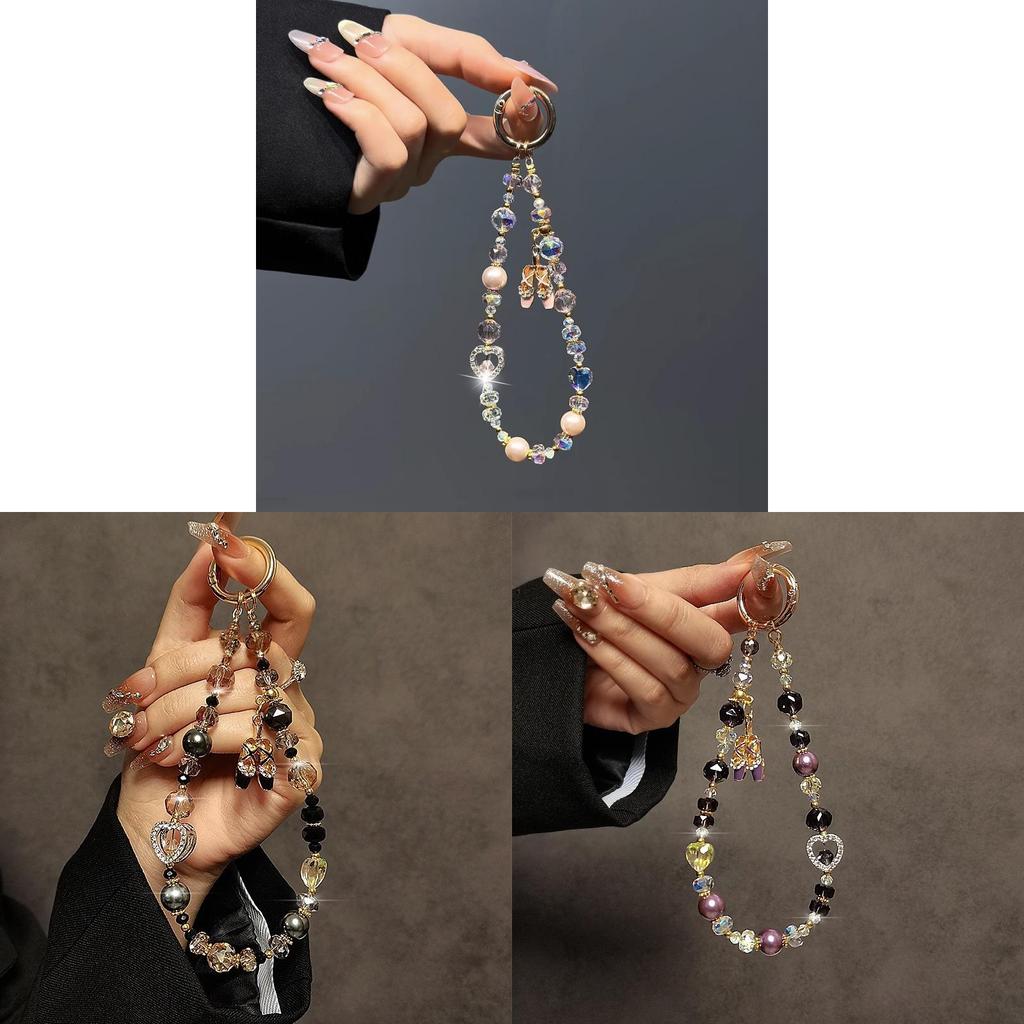 Pvc Water Crystal Ballet Shoe Phone Chain With Heart Pendant For Women And Men