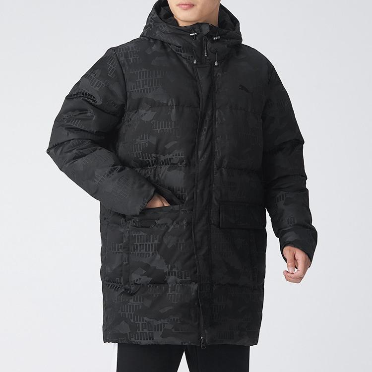 Puma Camo Print Hooded Down Jacket Men Outerwear Black 585502-01