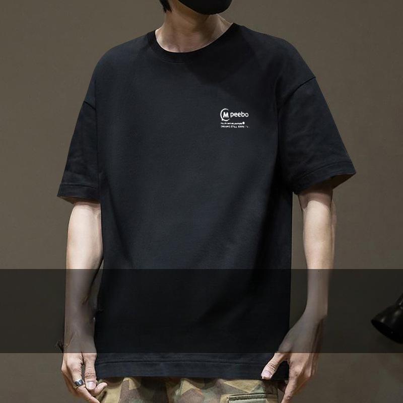 Cotton Short Sleeved T-shirt for Men and Women, White T-shirt with Black Shirt Underneath, Men's Half Sleeved Round Neck T-shirt