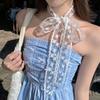 Embroidered Lace Hair Scarf Breathable Sheer Fabric Delicate Floral Pattern for Hair Styling Party Holiday Casual Wear