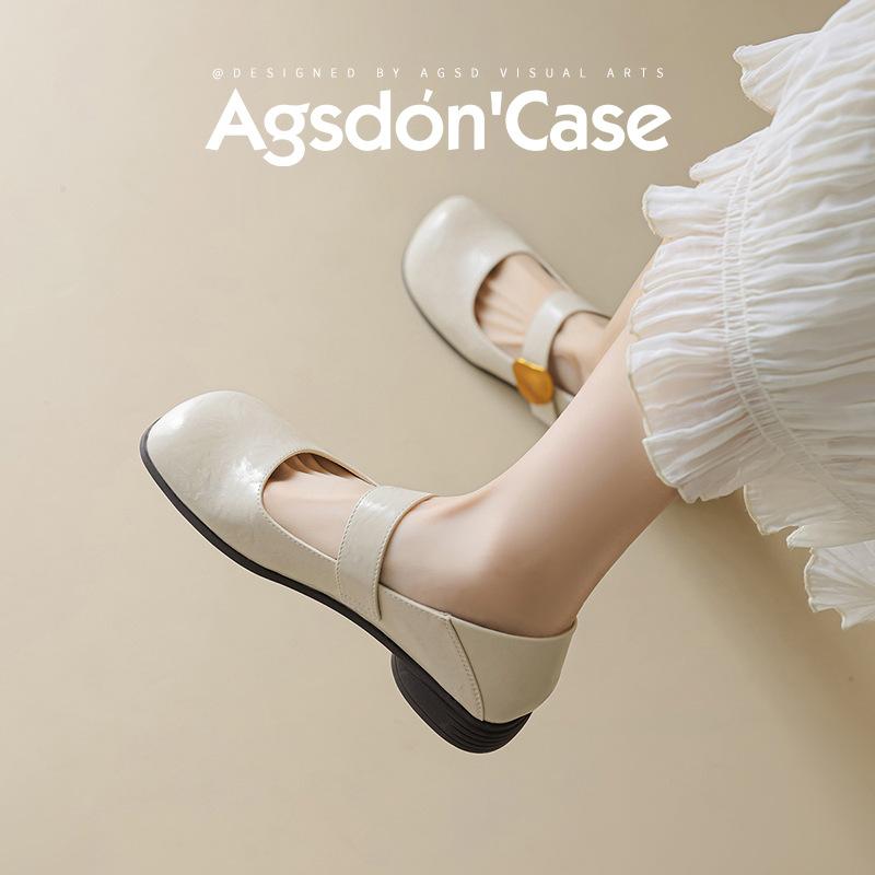 White Mary Jane Shoes New Autumn Thick Heel Light Mouth Single Shoes Commuter Small Leather Shoes