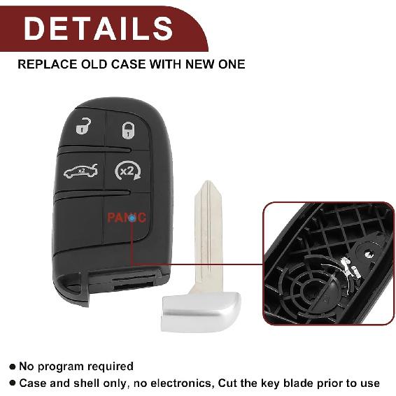 Key Fob Shell Case for Dodge Journey 2012-2016 5 Buttons Plastic Replacement | Keyless Entry Remote Control Key Shell Case 1 Pcs