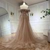 Naked bead one-word shoulder fishtail dress, art exam solo performance, evening host's long dress LA11191