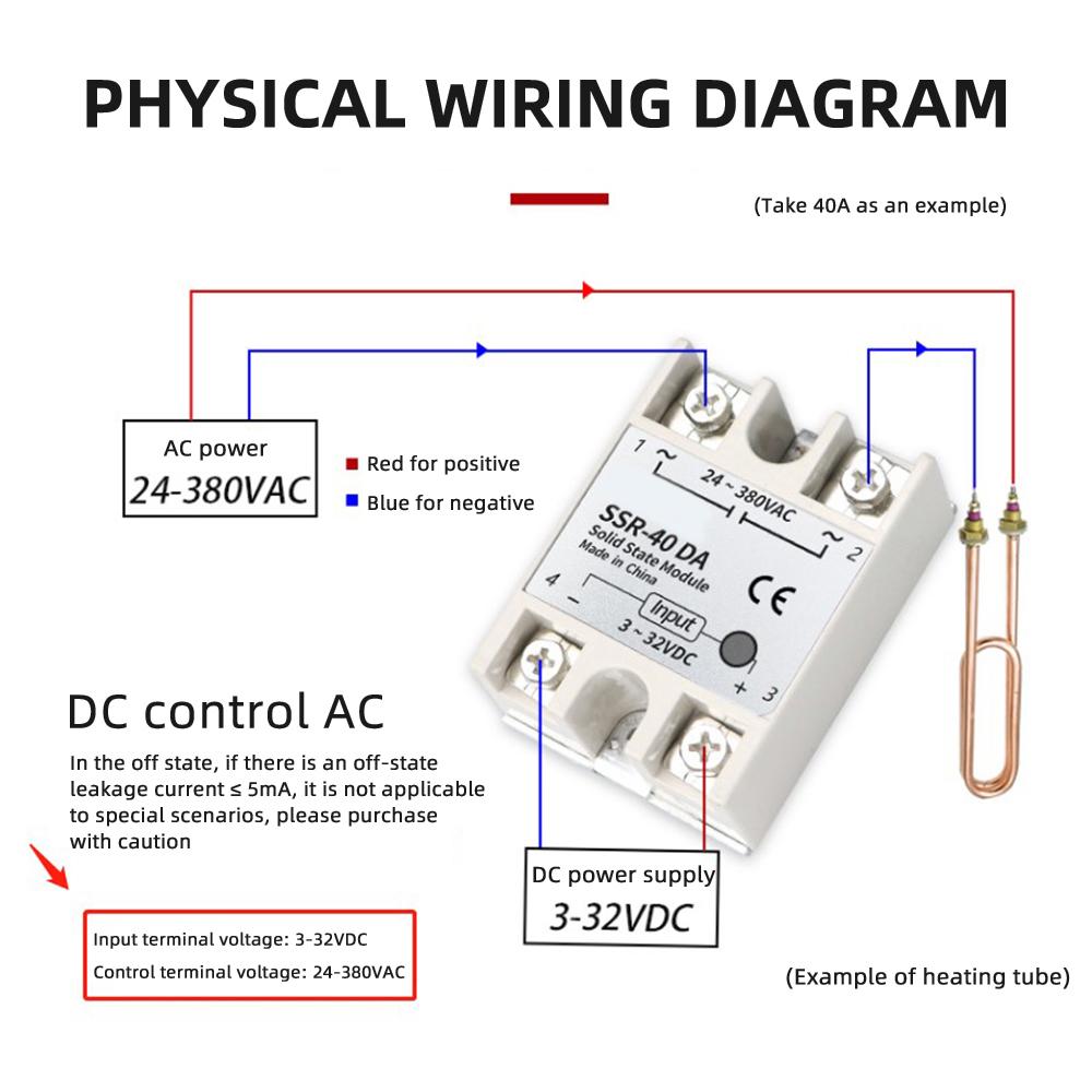 SSR-10DA SSR-25DA SSR-40DA SSR-60DA SSR-100DA Festkörperrelais DC 3-32V Steuerspannung AC 24-380V Lastspannung