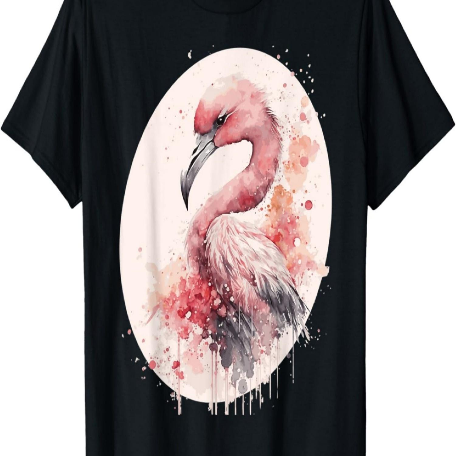 Pink Flamingo  Cherry Blossom Sakura T-Shirt S чёрный