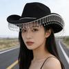 European and American Style New Western Cowboy Hat Fashionable Retro Hat Summer Women's Travel Party Big Head Circumference Jazz Top Hat