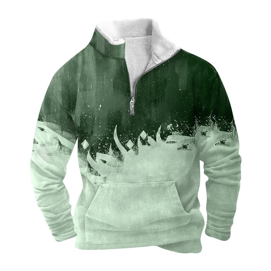 Vår och höst mäns stående krage sweatshirt är utomhus casual tröjor toppar