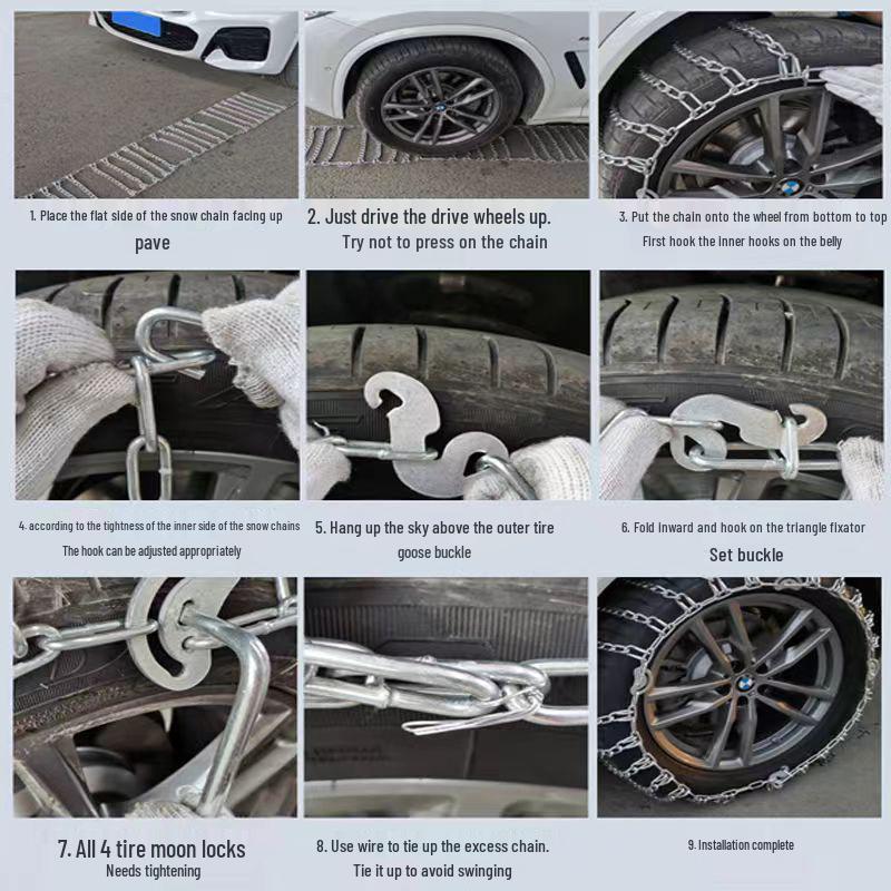 Universal Extra Thick Anti-Skid Snow Tire Chains - Wear-Resistant, Anti-Breakage, Full Wrap Design