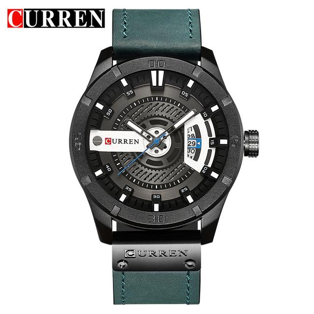 CURREN Men Military Sports Watches Men's Quartz Date Clock Man Casual Leather Wristwatches  Relogio Masculino