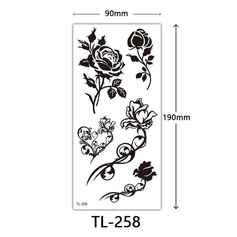 Blumen Tattoo Aufkleber, Farbige Skizzen Tattoo Aufkleber, Englische Buchstaben, Hochzeitsfotografie Tattoo