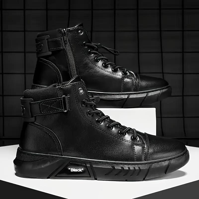 Large size men's tieless boots with side zippers, casual and comfortable walking shoes that are easy to wipe