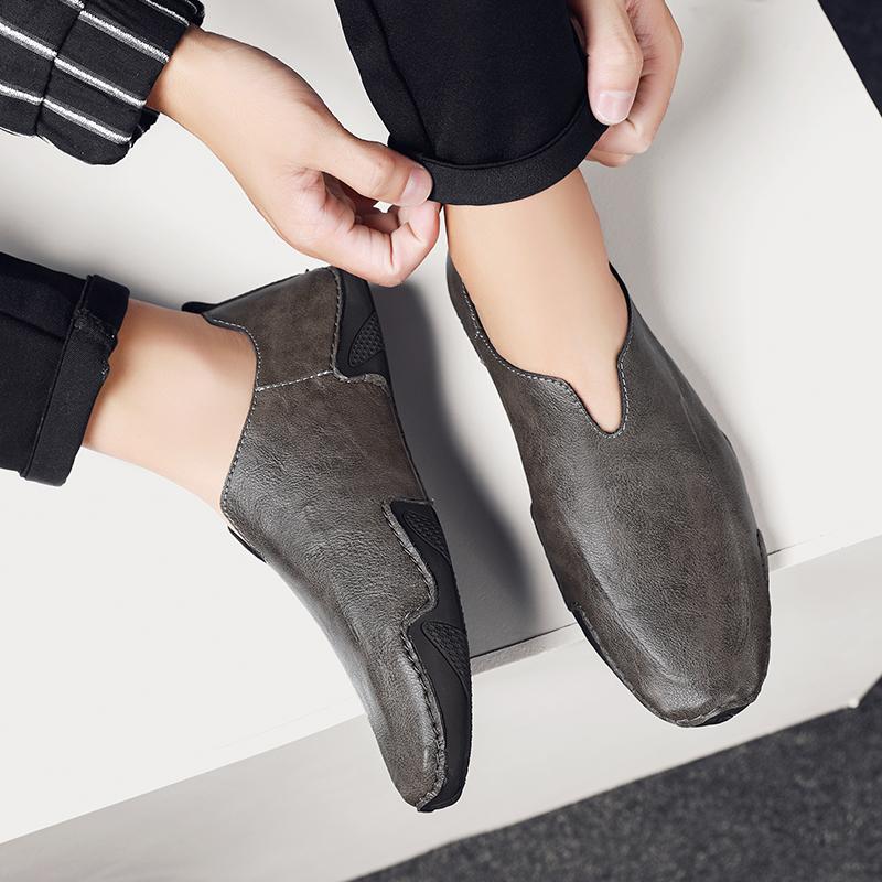 White Black Leather Lazy Driving Comfortable Soft For Men Dress Men'S Formal Shoes Loafers Moccasins Breathable Slip On