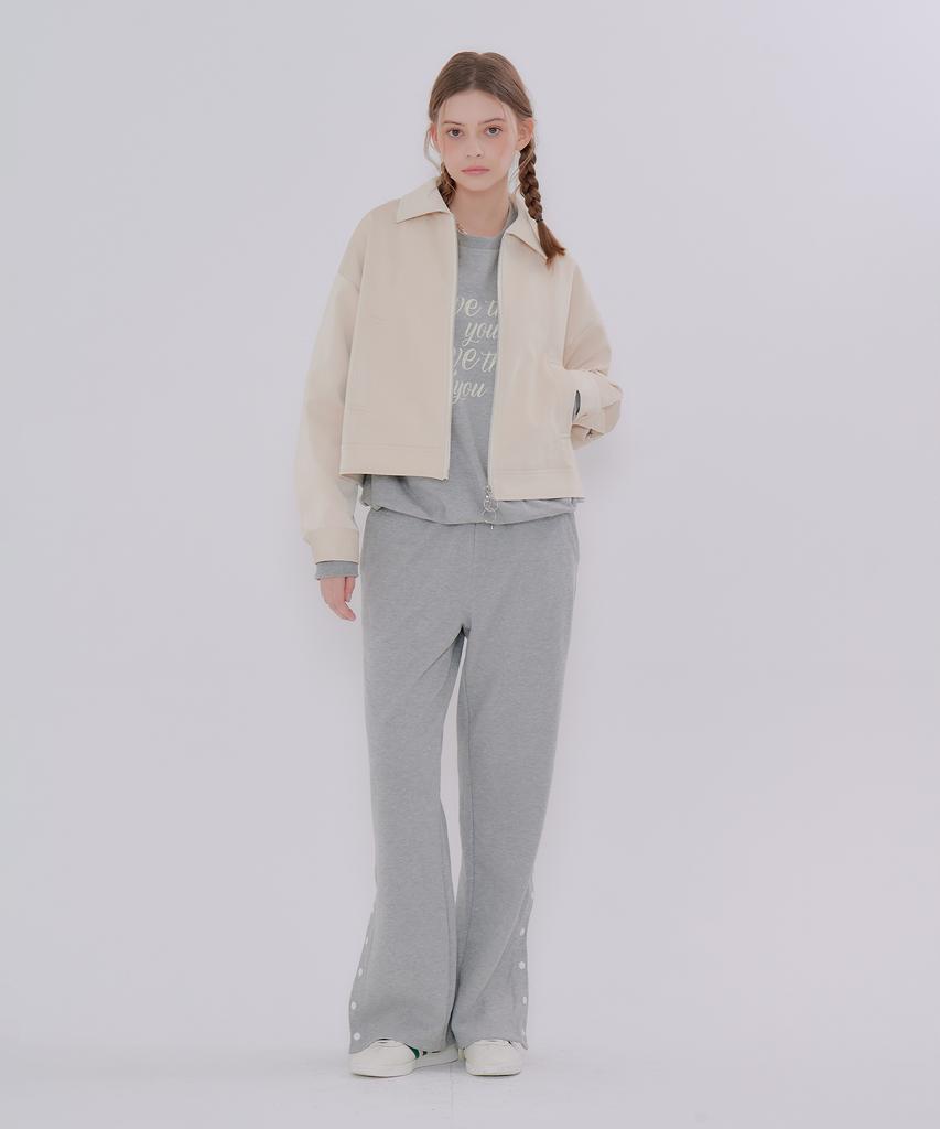Metapeo Button Detail Elastic Waist Sweatpants Gray