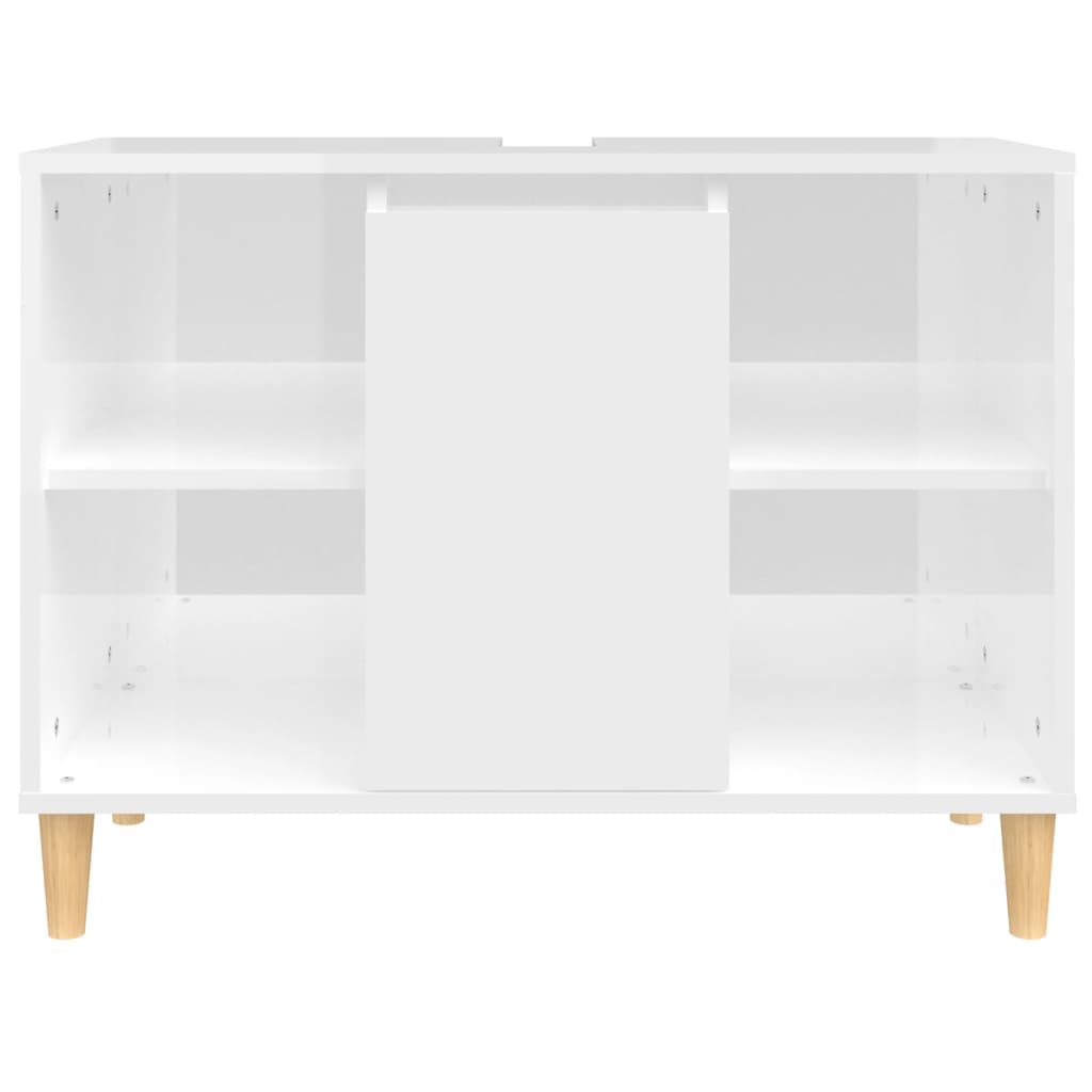 Glossy White Bathroom Vanity Cabinet 80 x 33 x 60 cm Engineered Wood