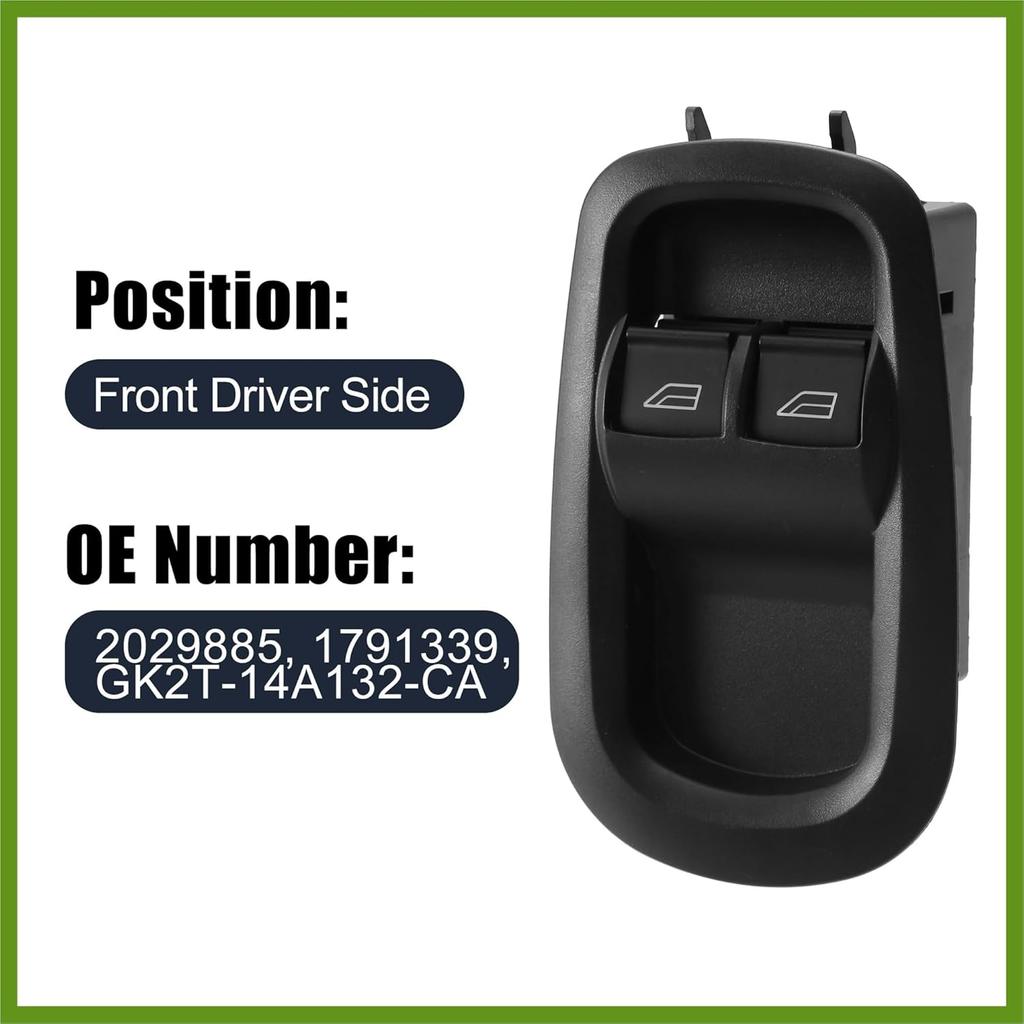 Power Window Switch 2029885 1791339 for Ford Transit MK8 Custom 2014-2023 Driver Side Door Power Window Control with Light Switch Black Vehicle