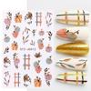 1 Blatt Herbstblatt Karomuster Linie Klebe-Slider Niedliche Kürbis-Nagelsticker Abziehbilder Herbst Erntedankfest Nageldesign Zubehör