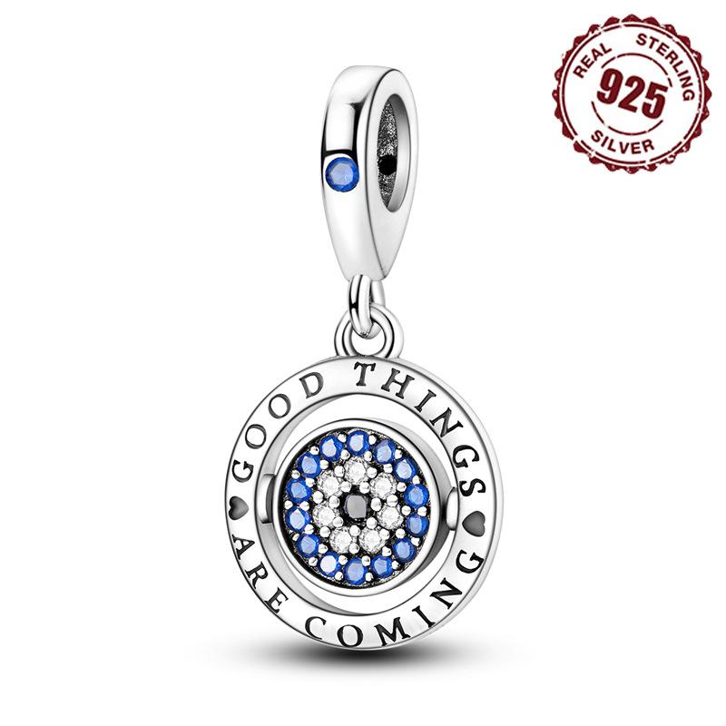 9 Sterling Silver Pendant Good Luck Spinning Eye Pendant Bead Style Diy Bracelet Necklace