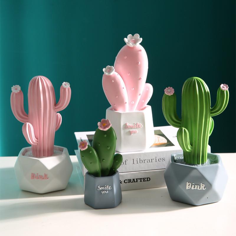 Resin Cactus Ornament For Creative Home Decoration Gift For Childrens Gift Day