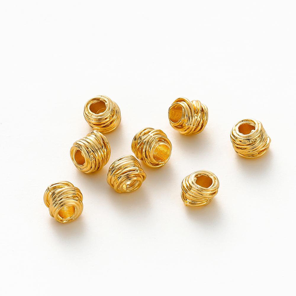 10/30/50 Stück 5mm*6mm Messing mit 18K Goldbeschichtung Unregelmäßige Perlen Hohe Qualität Streifen-Abstandshalterperlen Für Mode Schmuckherstellung Zubehör