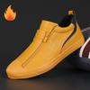Leather Casual Shoes High Top Men's Sneakers Fashion Comfortable Loafers Yellow Autumn Men Shoes Moccasins Non Slip Ankle Boots