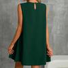 Women Ruffle Flowy Mini Dress Summer Sleeveless Tank Dress Casual Crew Neck Swing Sundress for Travel Vacation