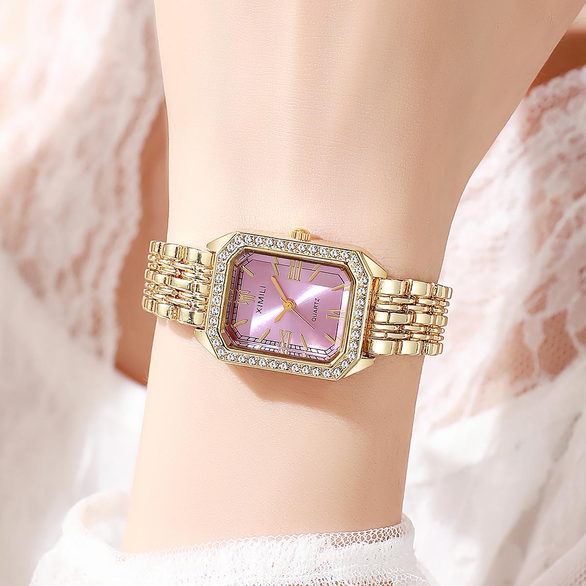 

New Light Luxury Steel Belt Women s Watch Female Student Fashion Simple Square Quartz Watch фіолетовий