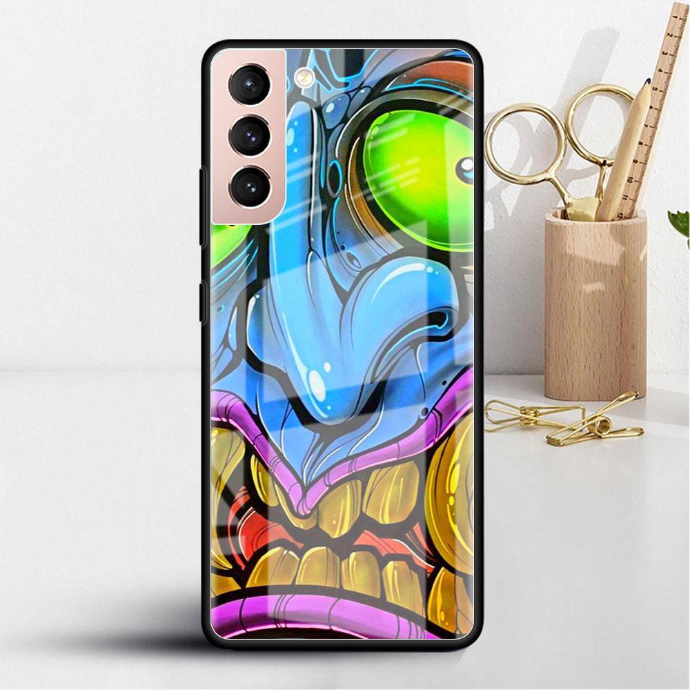Samurai Oni Mask Cool Glass Case For Samsung Galaxy S22 S20 FE S21 Plus Phone Cover S10 5G S9 Note 20 Ultra 10 Lite Shell
