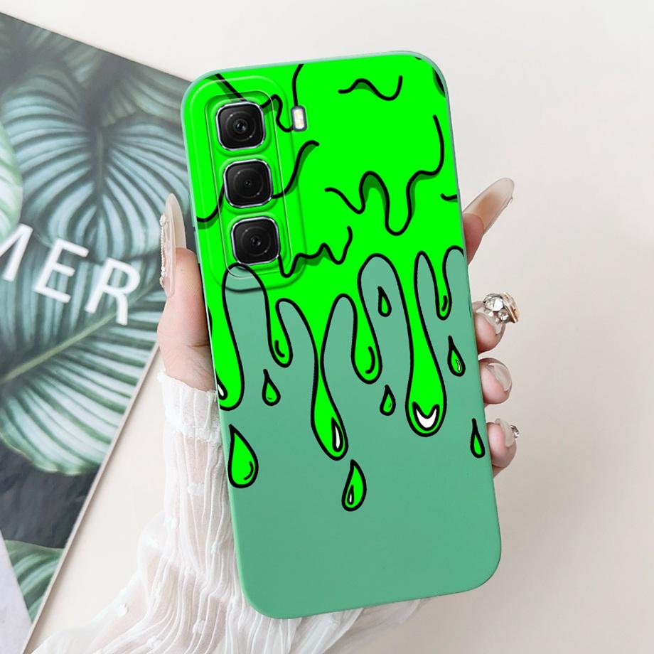 For Infinix Hot 50 50i 4G X6882 X6531 Case Liquid Silicone Soft TPU Back Cover Hot50 Hot50i Phone Funda Gothic Black Night Shell