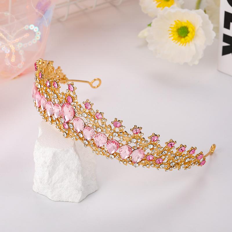Bridal tiara luxury sparkling rhinestone pageant crown multi-color water drop tiara wedding dress accessories headband