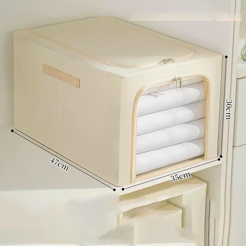 53L Oxford Cloth Steel Frame Storage Box Closet Organizer with Clear Window